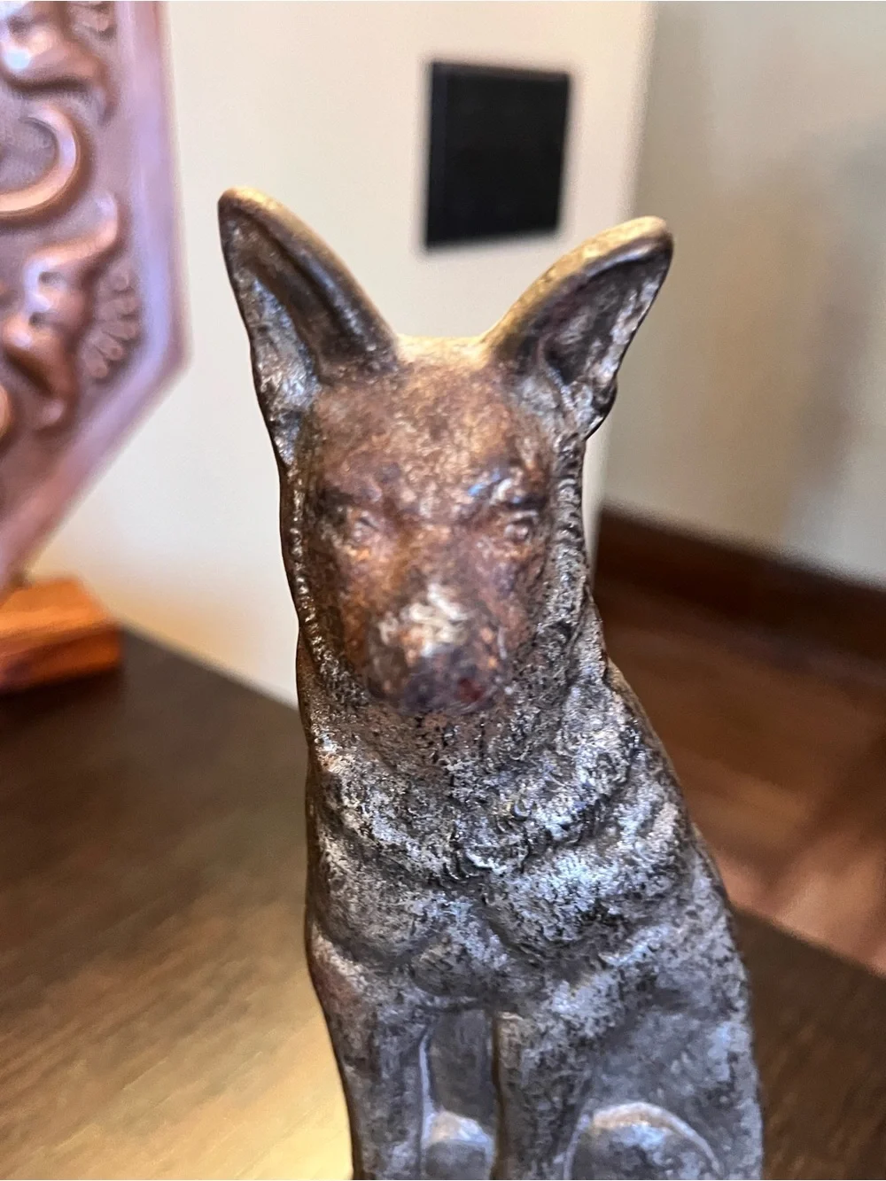 Vintage Cast Iron German Shepherd Dog Doorstop Figurine Antique Statue